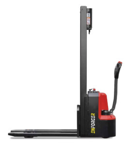 WSBFPE12-08PBVE Enforcer 1.2T Battery Electric Economy Walkie Stacker Fork Over- Side View